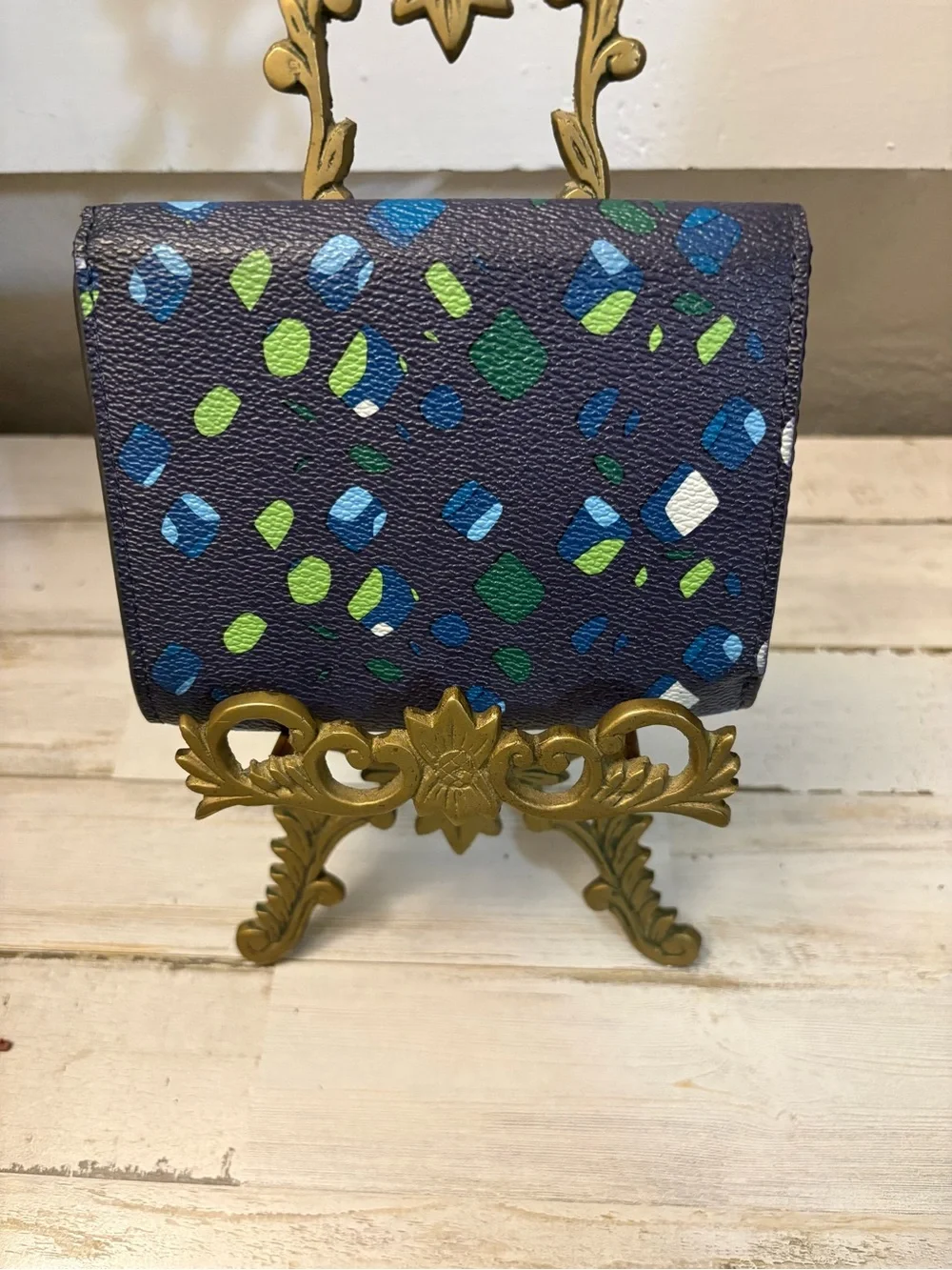 Vera Bradley Navy Confetti Compact Wallet - Picture 2 of 7